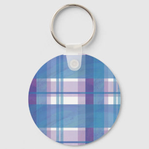 Madras Plaid Blue and Purple Key Ring