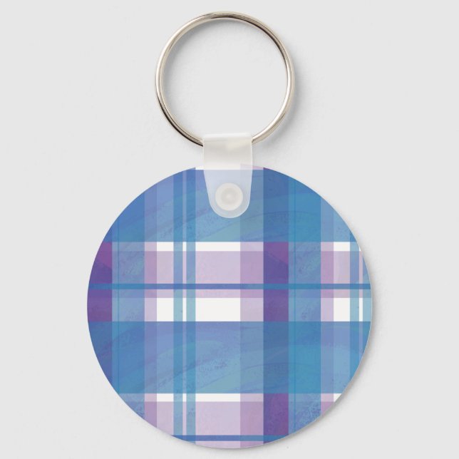 Madras Plaid Blue and Purple Key Ring (Front)