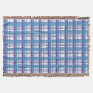 Madras Plaid Blue and Purple Throw Blanket