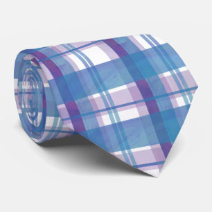 Madras Plaid Blue and Purple Tie