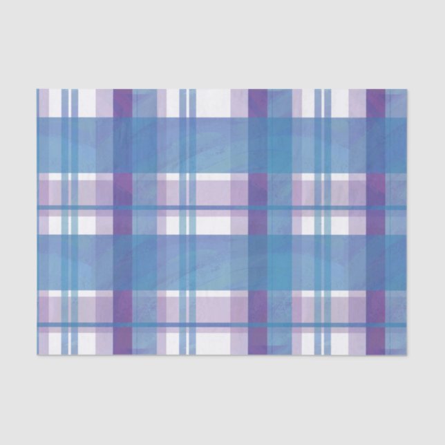 Madras Plaid Blue and Purple Tissue Paper (Front)