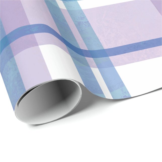 Madras Plaid Blue and Purple Wrapping Paper (Roll Corner)