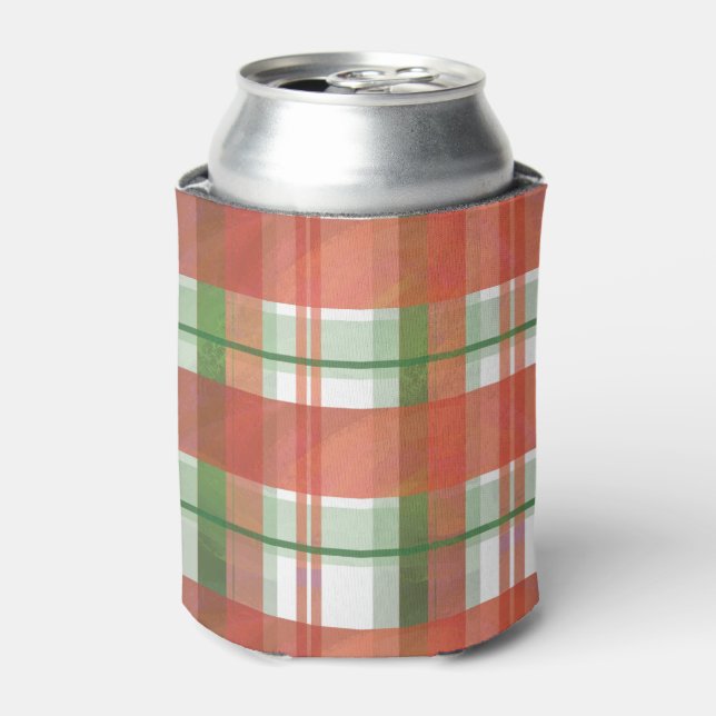 Madras Plaid Christmas Can Cooler (Can Front)