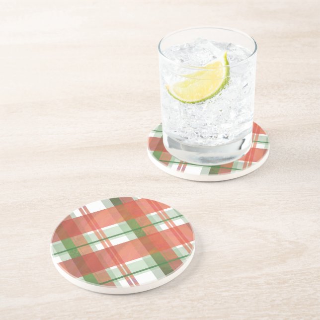 Madras Plaid Christmas Coaster (Side)