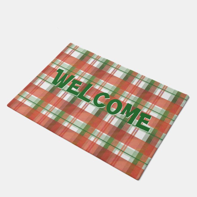 Madras Plaid Christmas Doormat (Angled)