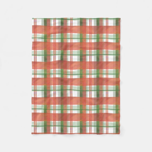 Madras Plaid Christmas Fleece Blanket (Front)