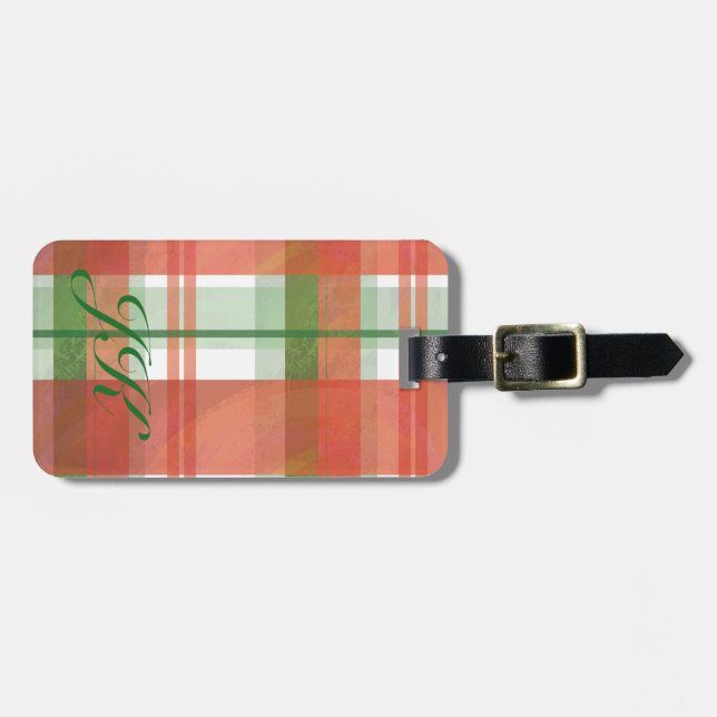 Madras Plaid Christmas Luggage Tag (Front Horizontal)