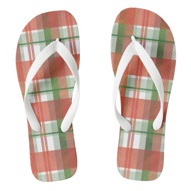 Madras Plaid Christmas Thongs (Footbed)