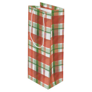 Madras Plaid Christmas Wine Gift Bag