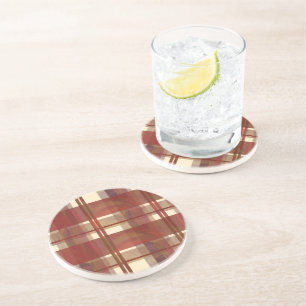 Madras Plaid Fall Red Coaster