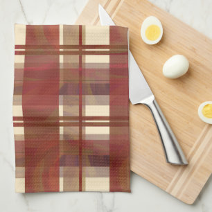 Madras Plaid Fall Red Tea Towel