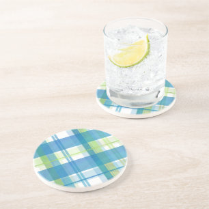 Madras Plaid Green and Blue Coaster