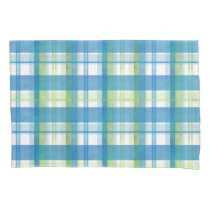 Madras Plaid Green and Blue Pillowcase