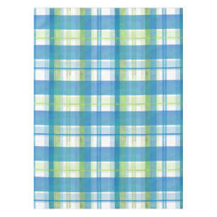 Madras Plaid Green and Blue Tablecloth