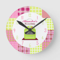 Madras Plaid Kitchen Clock
