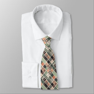 Madras Plaid Tiles – Peach, Olive & Cream Tie