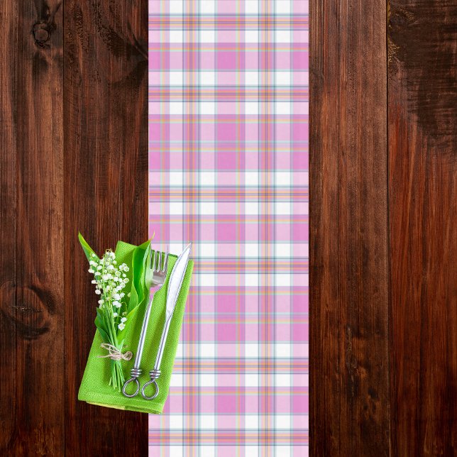Madras Style Pink Plaid Summer Short Table Runner (Creator Uploaded)