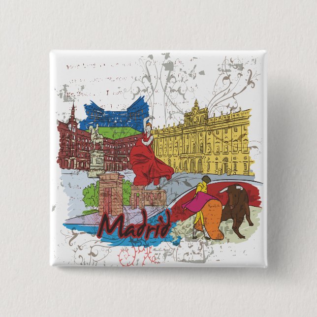 Madrid 15 Cm Square Badge (Front)