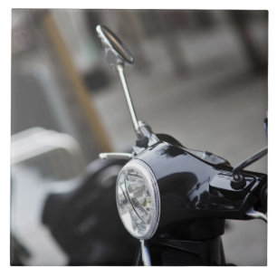 Madrid, black Vespa scooter Ceramic Tile