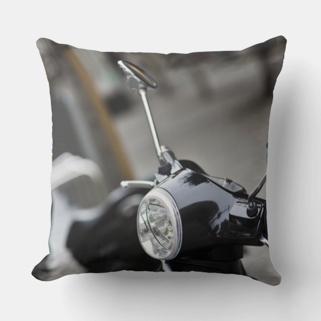 Madrid, black Vespa scooter Cushion (Front)