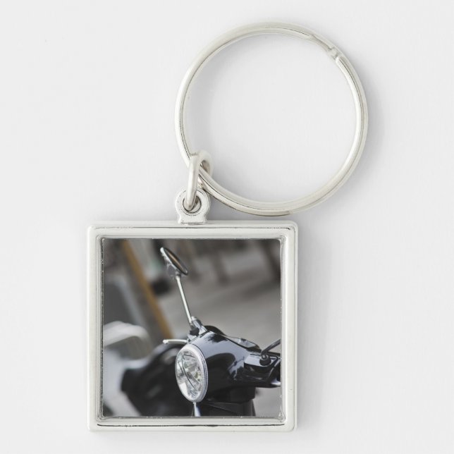 Madrid, black Vespa scooter Key Ring (Front)