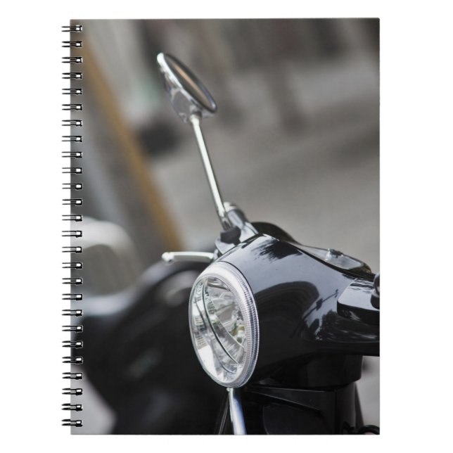 Madrid, black Vespa scooter Notebook (Front)