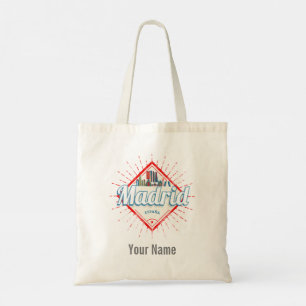 Madrid Capital Spain Retro Skyline Vintage Luggage Tote Bag