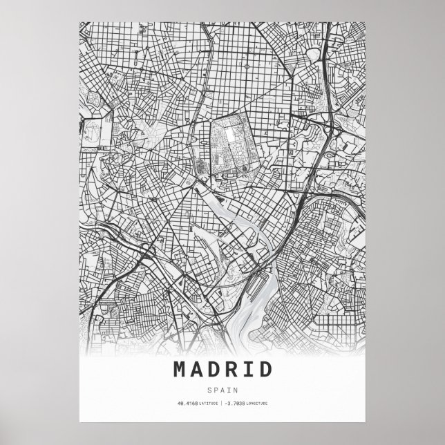 Madrid Cartography City Map Poster (Front)