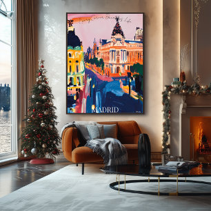 Madrid Cityscape with Iconic Streets in Fauvist Poster