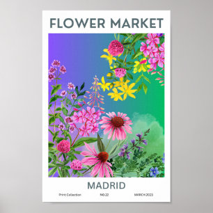 Madrid Colourful Flower Market Poster