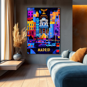 Madrid Geometric Night – Vibrant Urban Bold Poster