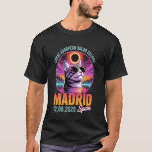 Madrid Great European Solar Sun Eclipse 2026 Retro T-Shirt
