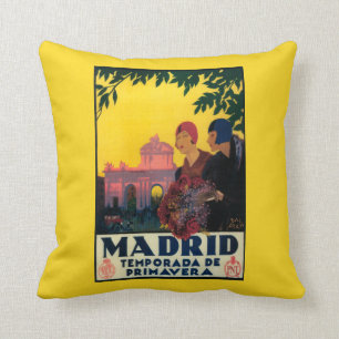 Madrid in Springtime Travel Promotional Poster Cushion