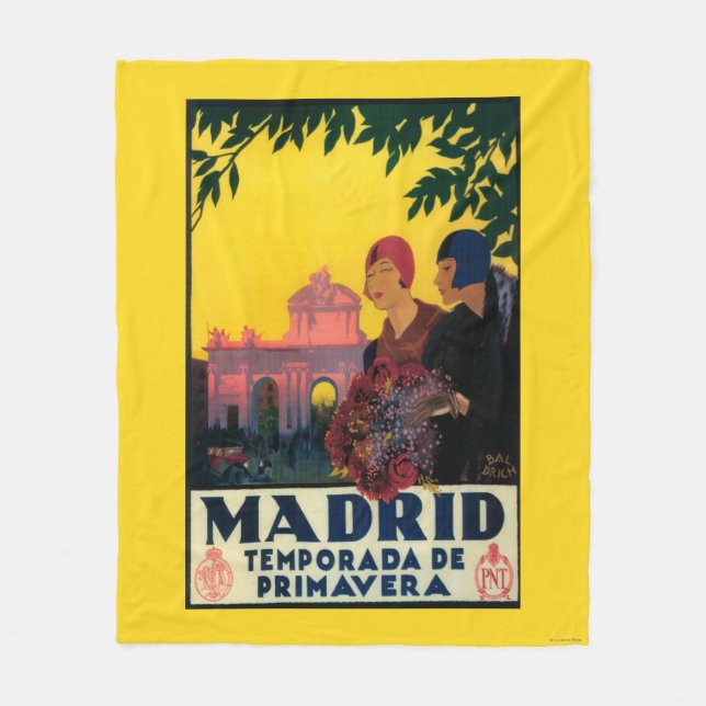 Madrid in Springtime Travel Promotional Poster Fleece Blanket (Front)