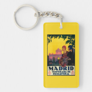 Madrid in Springtime Travel Promotional Poster Key Ring