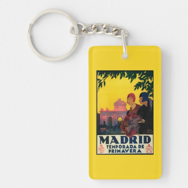 Madrid in Springtime Travel Promotional Poster Key Ring (Front)