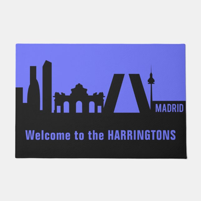 Madrid Landmarks custom text & colour doormat (Front)