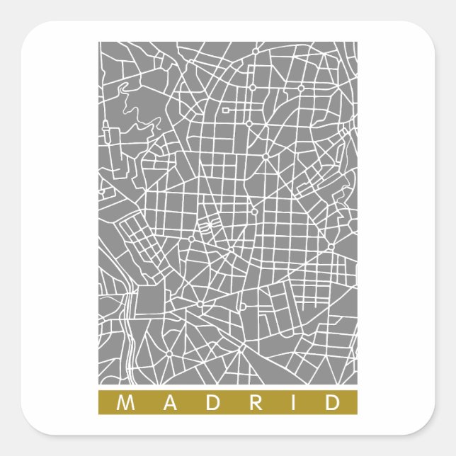 Madrid map square sticker (Front)