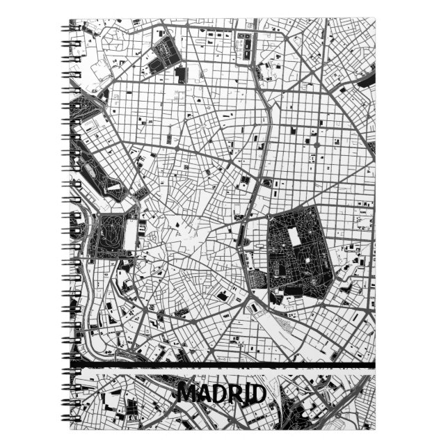 Madrid minimalist map - Blanco-Negro Notebook (Front)