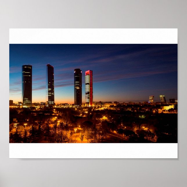 Madrid Night Skyline Poster (Front)