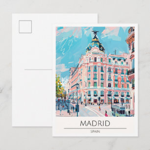 Madrid Spain Art Illustration Travel Postcard