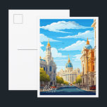 Madrid Spain Art vintage travel illustration Postcard<br><div class="desc">Madrid Spain Art vintage travel place illustration</div>