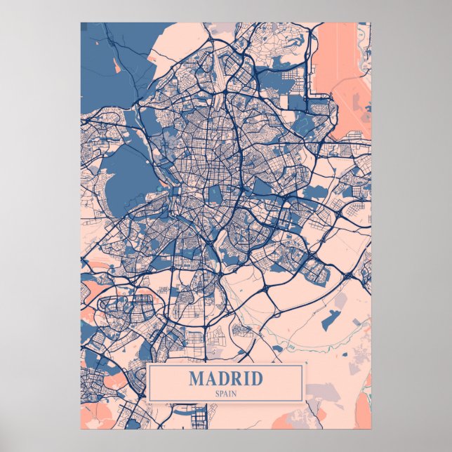 Madrid - Spain Breezy City Map  Poster (Front)