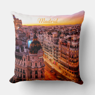 Madrid Spain Capitol City Skyline Cushion