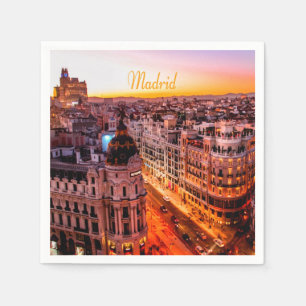 Madrid Spain Capitol City Skyline Napkin