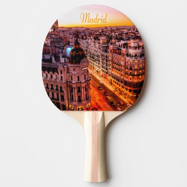 Madrid Spain Capitol City Skyline Ping Pong Paddle (Front)