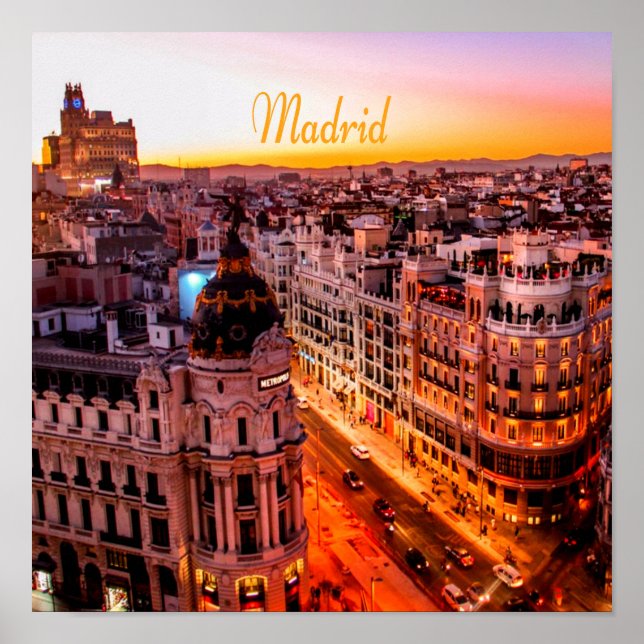Madrid Spain Capitol City Skyline Poster (Front)