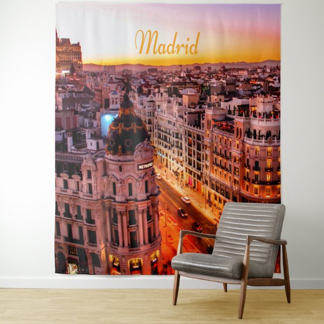 Madrid Spain Capitol City Skyline Tapestry (In Situ)