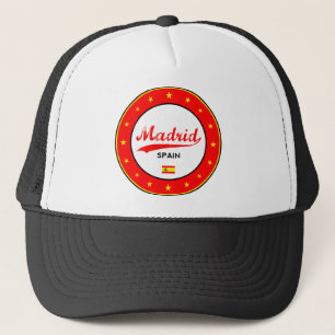 Madrid, Spain, circle, white Trucker Hat