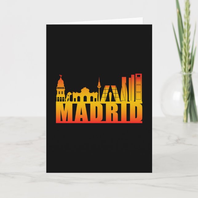 Madrid Spain City Cityscape Skyline Funny Gift Card (Front)